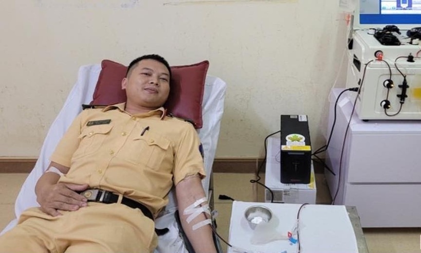 Thượng úy Biện Thanh Sơn - Đội CSGT Công an TP.Hà Tĩnh.