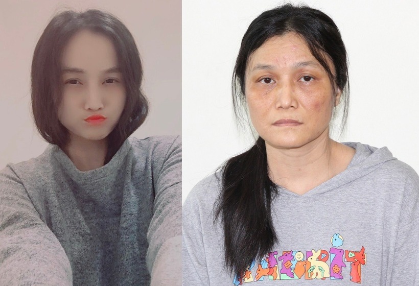 Thường (bên phải) thời điểm bị bắt giữ và hình ảnh đăng tải trên Facebook mang tên Đào Ngọc Minh (Ảnh: Công an)