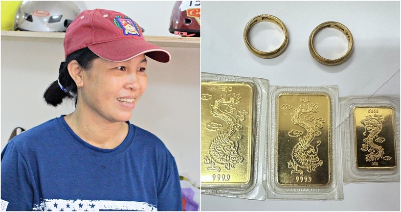 Số vàng được chị Lê Thị Hiền phát hiện trong túi quần áo cũ. (Ảnh: VietnamNet)