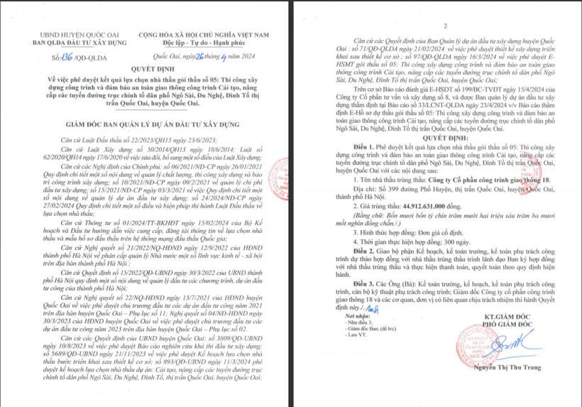 Quyết định số 136/QĐ-QLDA ngày 26/04/2024.