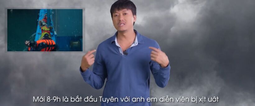 Quách Ngọc Tuyên cho biết anh đã phải ngâm nước nhiều giờ liên tục.