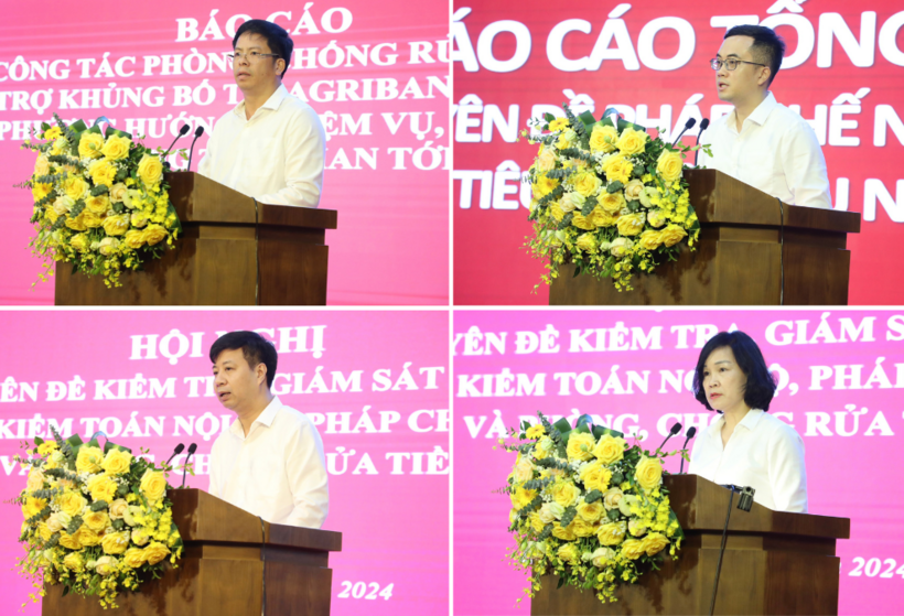 Lãnh đạo các đơn vị trình bày báo cáo tổng kết chuyên đề tại Hội nghị
