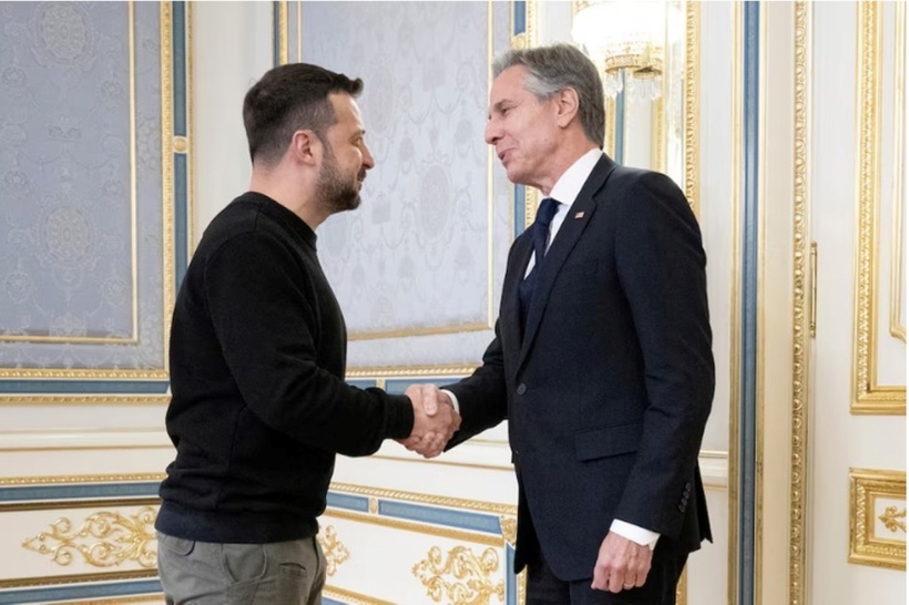 Ngoại trưởng Mỹ Antony Blinken gặp mặt Tổng thống Volodymyr Zelensky. Ảnh: Reuters