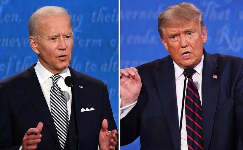 Tổng thống Mỹ Joe Biden (trái) và cựu Tổng thống Donald Trump trong cuộc tranh luận trực tiếp năm 2020. Ảnh: Getty