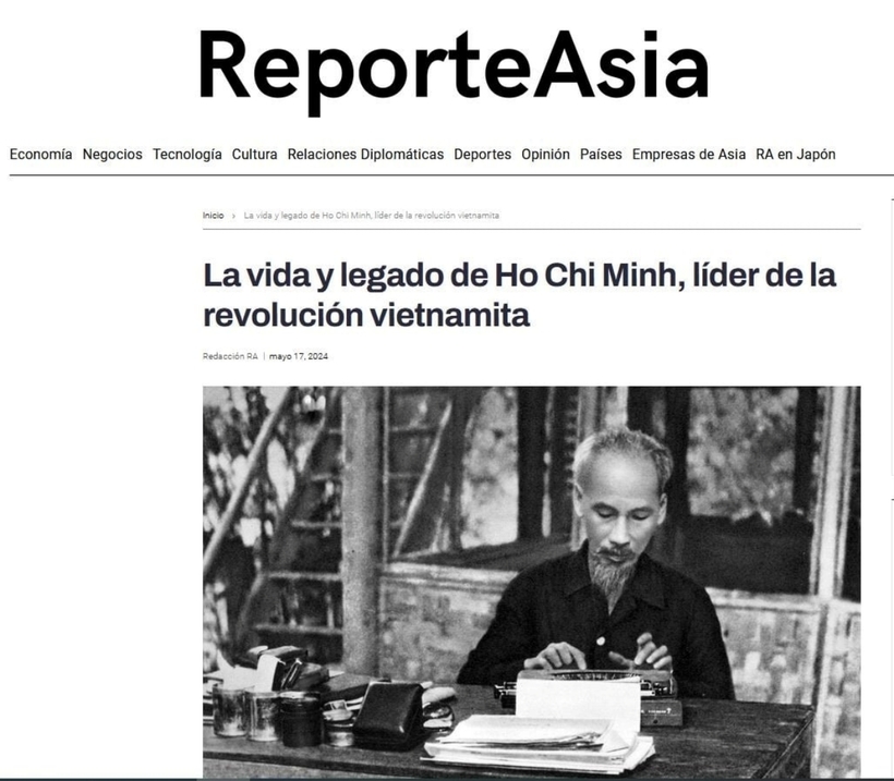 Bài viết về Chủ tịch Hồ Chí Minh đăng trên tờ Reporte Asia.