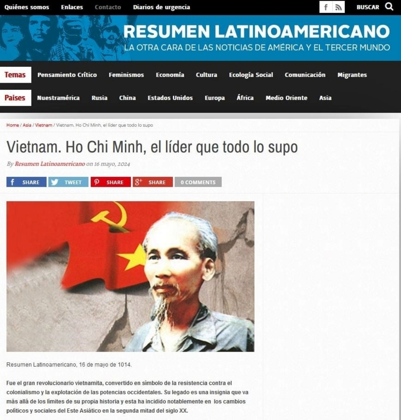 Bài viết đăng trên tờ Resumen Latinoamericano.