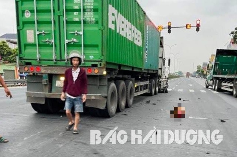 HIện trường xảy ra vụ tai nạn. Ảnh: Báo Hải Dương.