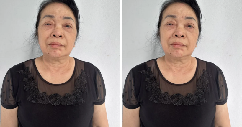 Tạ Thị Tấn tại cơ quan công an. (Ảnh: Công an Hưng Yên)