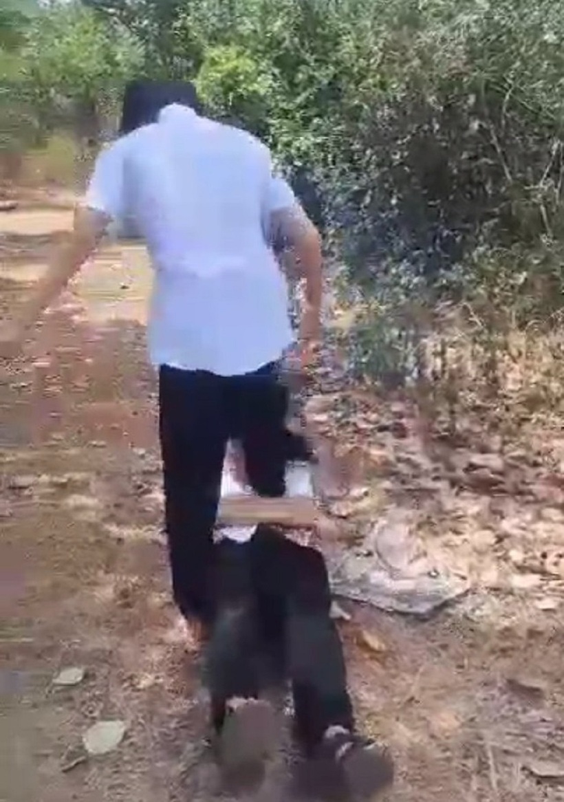 Nữ sinh bị nhóm nữ sinh khác hành hung. Ảnh: Người Lao Động