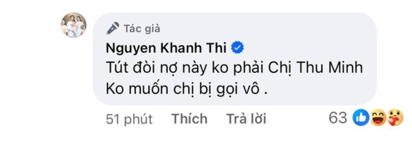 Khánh Thi khẳng định Thu Minh không phải người mà mình nhắc đến.