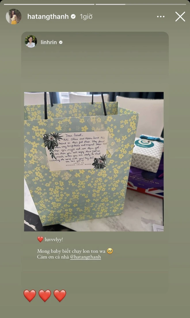 Tăng Thanh Hà gửi tặng quà cho cháu gái, tương tác thân thiết với em dâu Linh Rin.