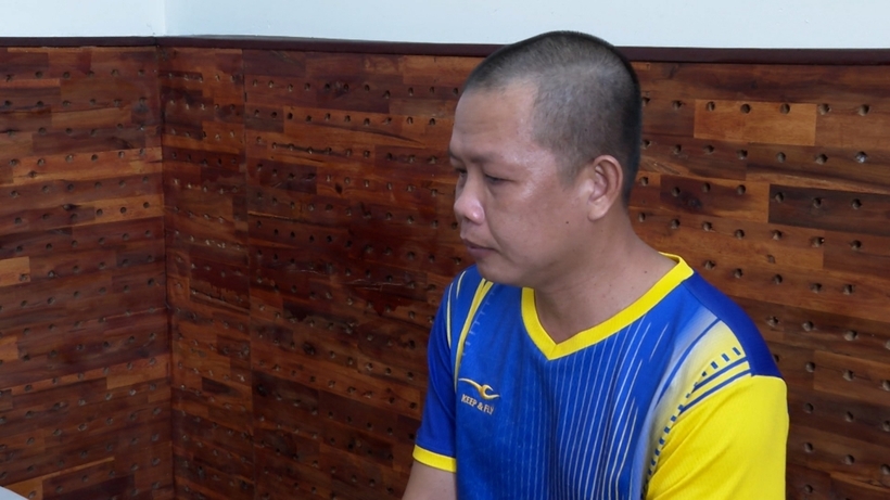 Huỳnh Tiến Thịnh tại cơ quan công an. Ảnh: Thanh Niên