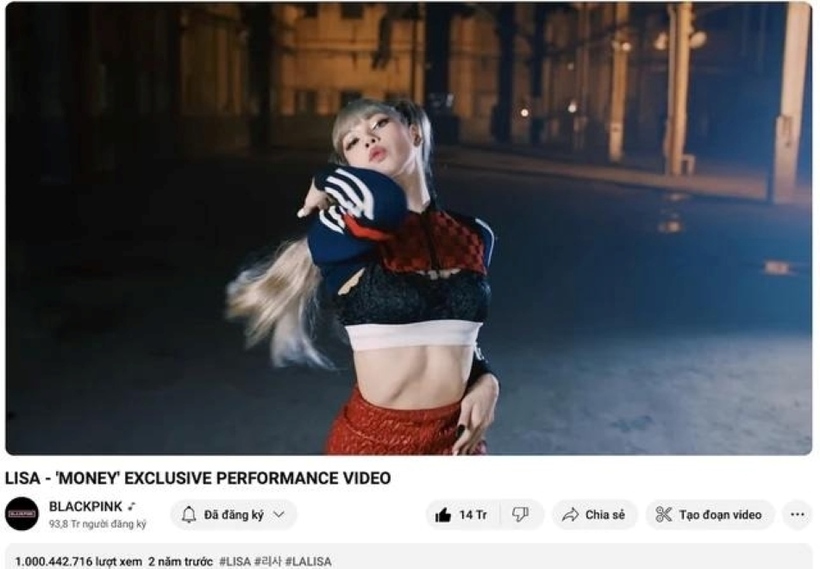 Biểu diễn của Lisa (BlackPink) trong MV 'Money' đã đạt được 1 tỉ lượt xem.