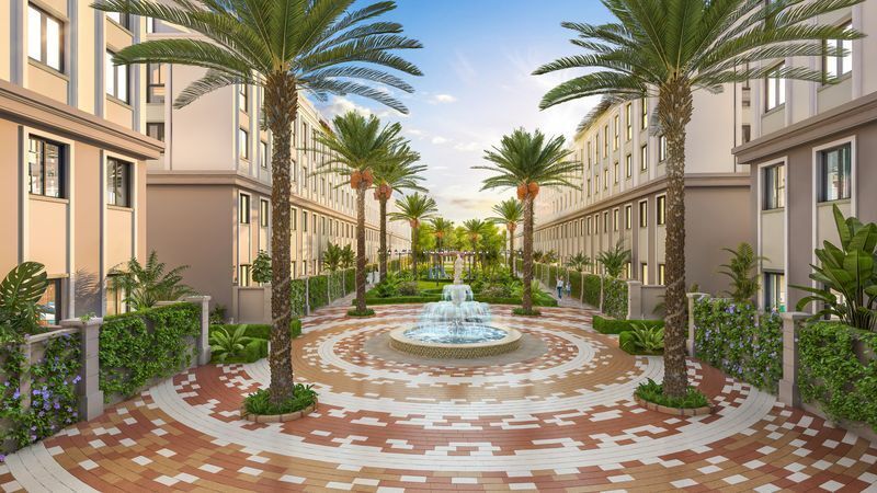 Quảng trường nghệ thuật tạo ấn tượng bởi những mảng màu nóng - lạnh đan xen