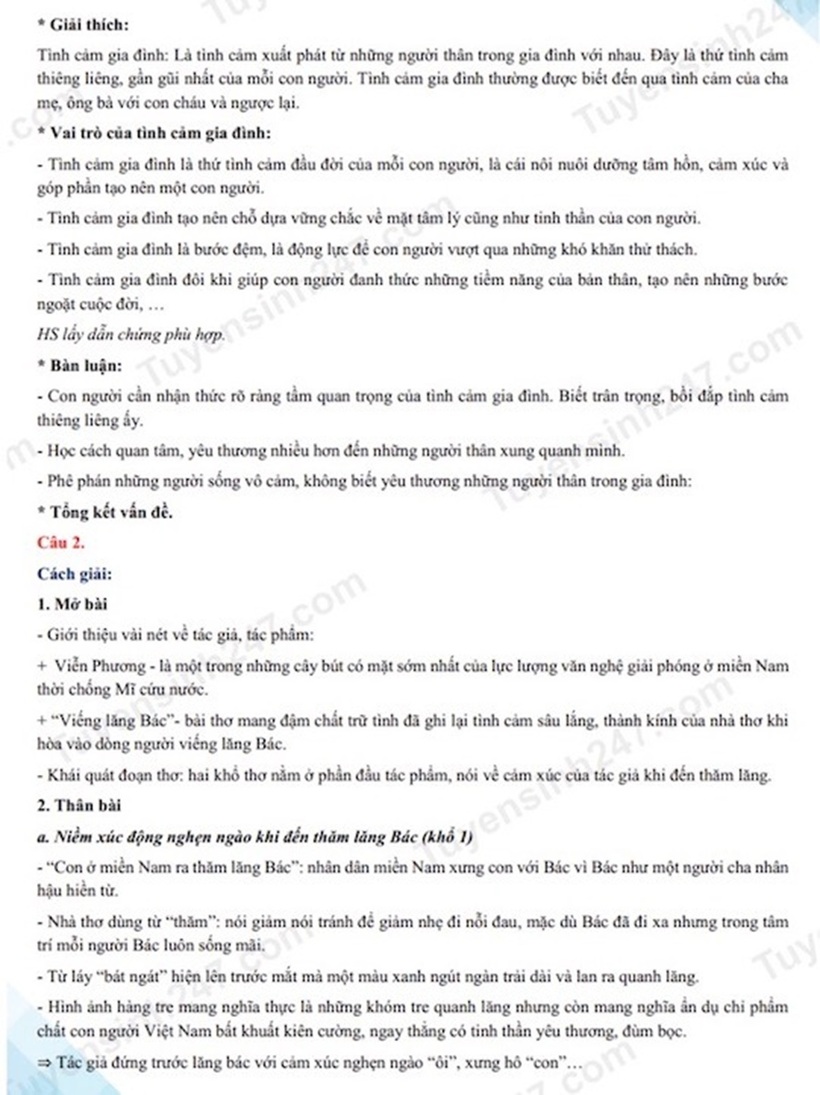 Đề thi môn Ngữ văn vào lớp 10: Lai Châu, Quảng Trị cùng vào "Viếng lăng Bác" - 4