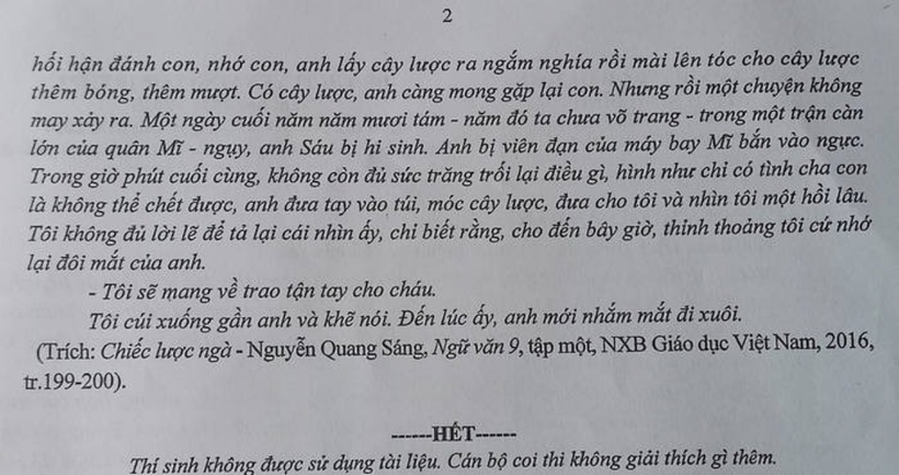 Đề thi môn Ngữ văn thi vào lớp 10 của tỉnh Ninh Bình. Ảnh: Tuyensinh247.com/ Dân Việt