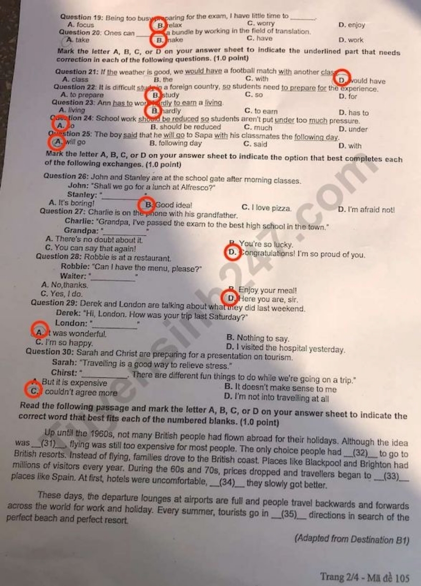 Kỳ thi tuyển sinh vào lớp 10 Hải Dương: Đề thi, đáp án gợi ý môn tiếng Anh - 3