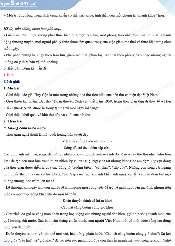 Đề thi, đáp án gợi ý môn Ngữ văn kỳ thi vào lớp 10 tại TP Đà Nẵng - 3