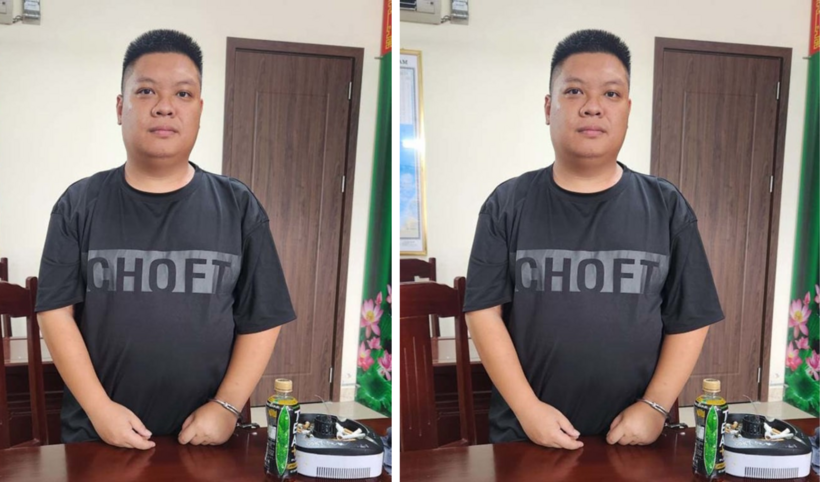 Đối tượng Châu Khắc Thành tại cơ quan công an. Ảnh: Kinh tế & Đô thị