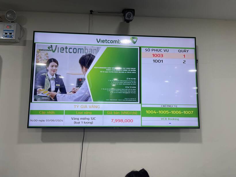 Mức giá niêm yết vàng SJC tại Vietcombank ngày 3/6.