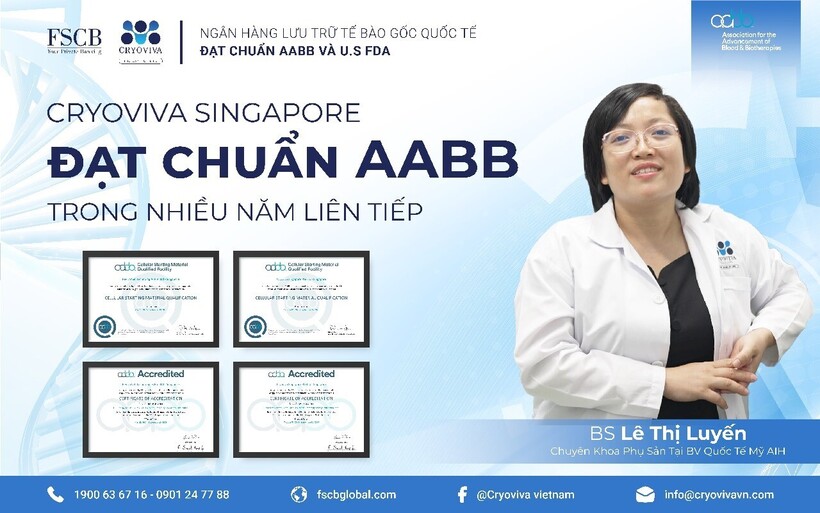 Cryoviva Singapore đạt chứng nhận AABB trong nhiều năm