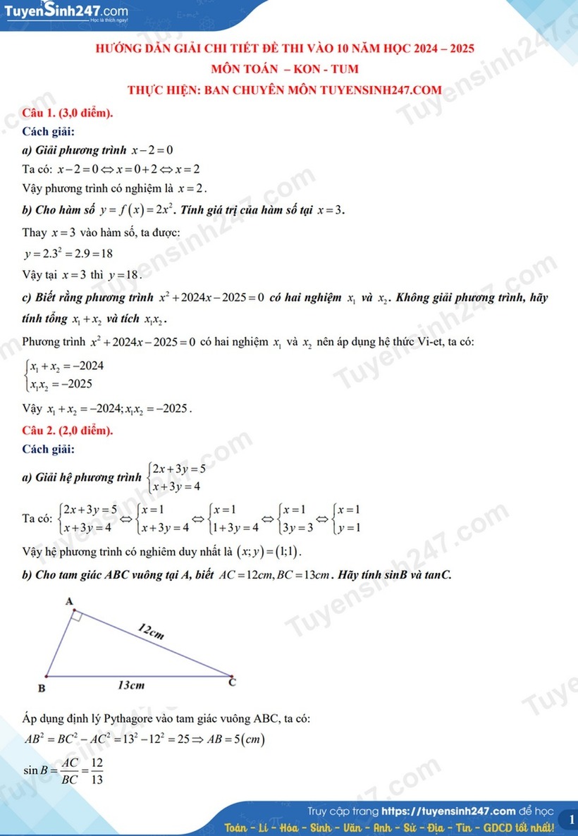 Kỳ thi vào lớp 10 ở Kon Tum: Đề thi, đáp án gợi ý môn Toán và Ngữ văn - 7