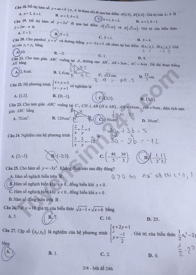 Đáp án gợi ý môn Toán tuyển sinh lớp 10 tỉnh Bắc Ninh năm 2024 - 3