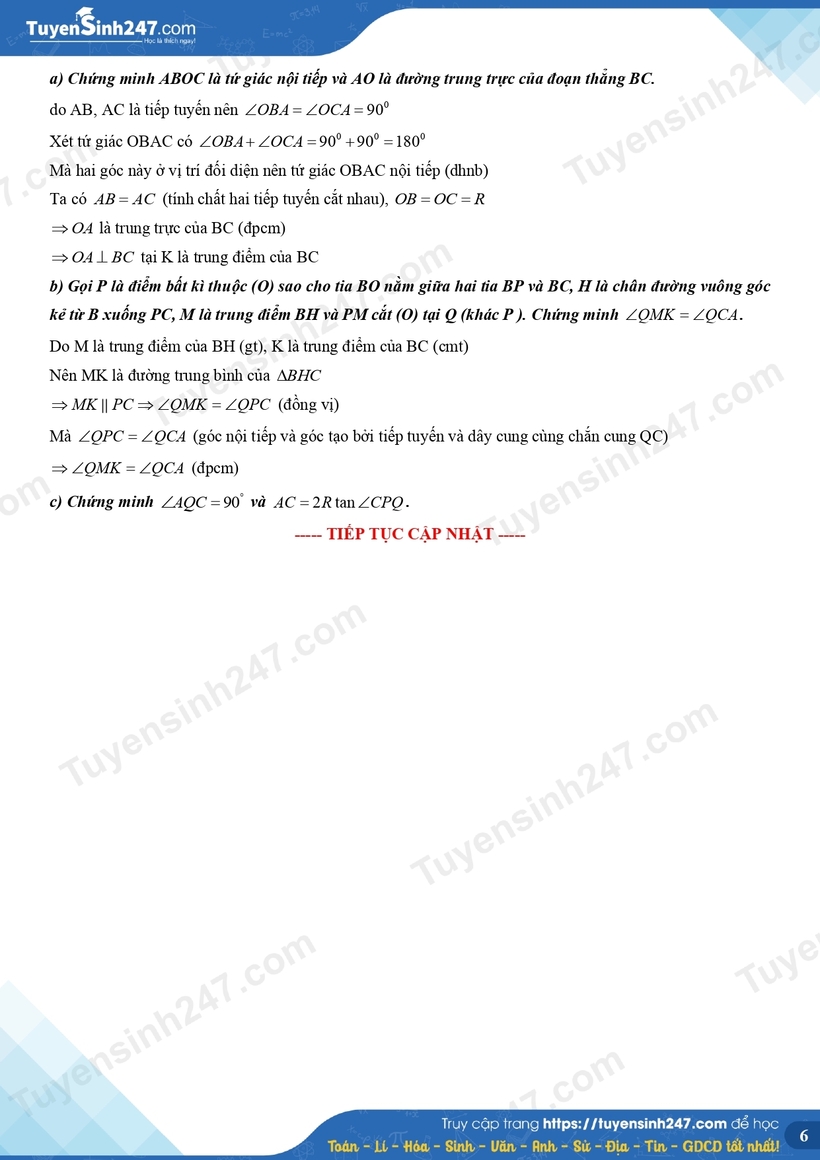 Đáp án gợi ý Toán vào 10 THPT TP.HCM năm 2024 chuẩn nhất, đáp án được cập nhật lúc 11h04 ngày 7/6.