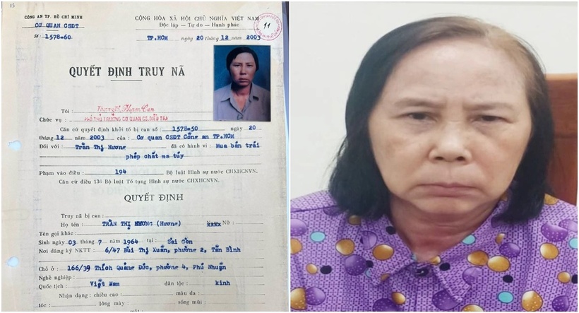 Trần Thị Hương bị Công an tỉnh An Giang và TP.HCM phối hợp bắt sau 21 năm trốn truy nã đặc biệt. (Ảnh: Công an)