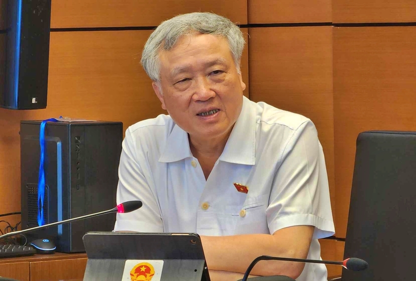 Chánh án Tòa án nhân dân Nguyễn Hòa Bình phát biểu tại phiên thảo luận tổ sáng 8/6 (Ảnh: P.Đ).