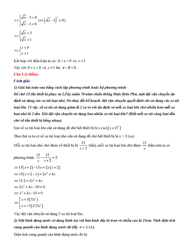 Đáp án gợi ý môn Toán tuyển sinh lớp 10 tại Hà Nội năm 2024 - 3