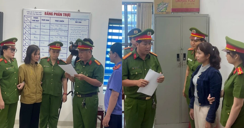 Công bố lệnh bắt giam Nguyễn Thị Hoài Diễm và Nguyễn Thị Ngọc Lan. Ảnh: Dân việt