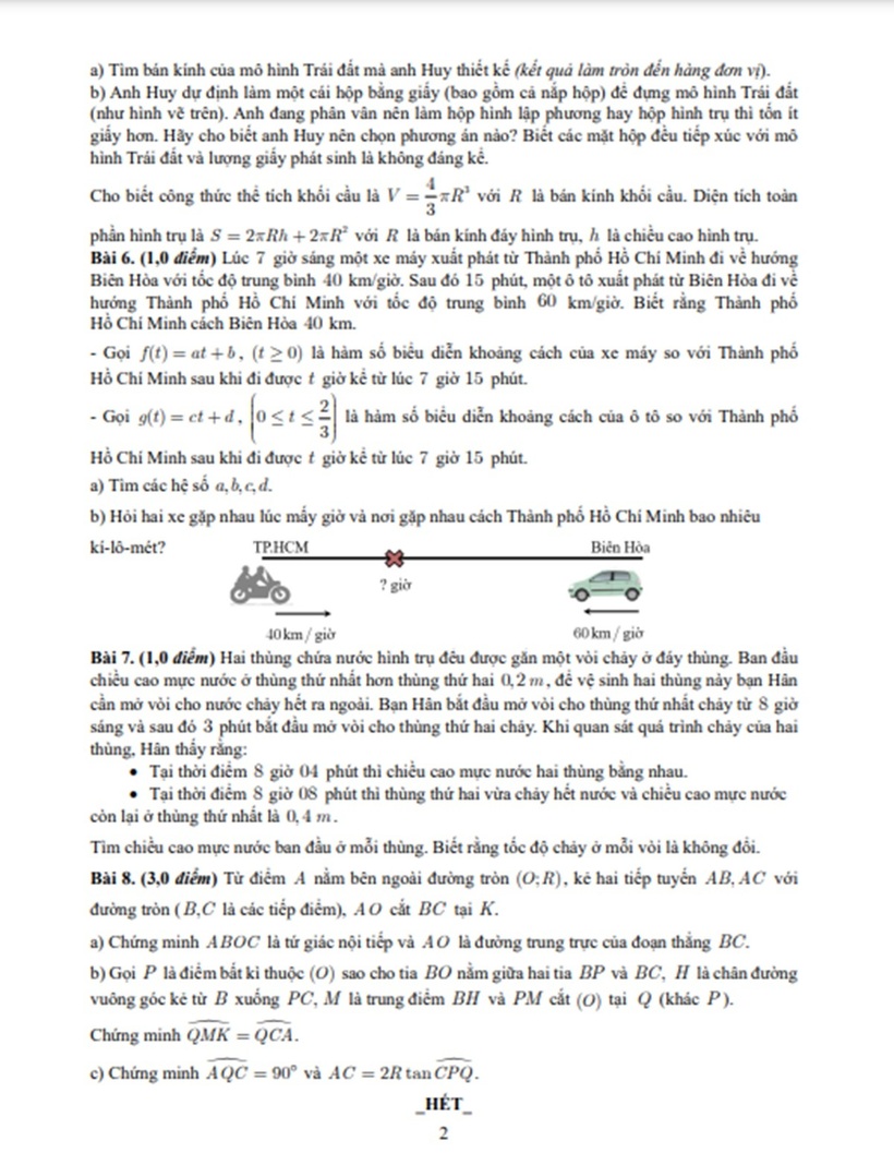 Sở GD&ĐT TP.HCM công bố chính thức đáp án môn Toán kỳ thi vào lớp 10 - 6