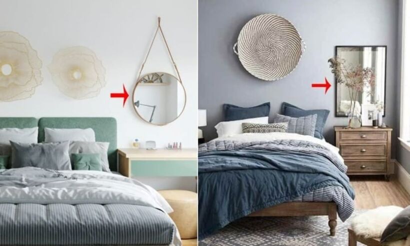 Việc lựa chọn gương thường phụ thuộc vào yếu tố sở thích cá nhân, phong cách trang trí và không gian phòng ngủ. Ảnh minh họa