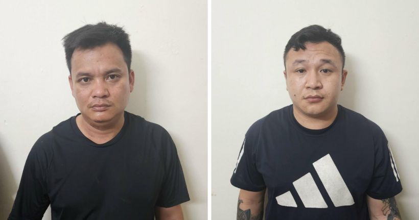 Trần Thanh Tĩnh và Trần Trường Phong. (Ảnh: Công an quận Tây Hồ)