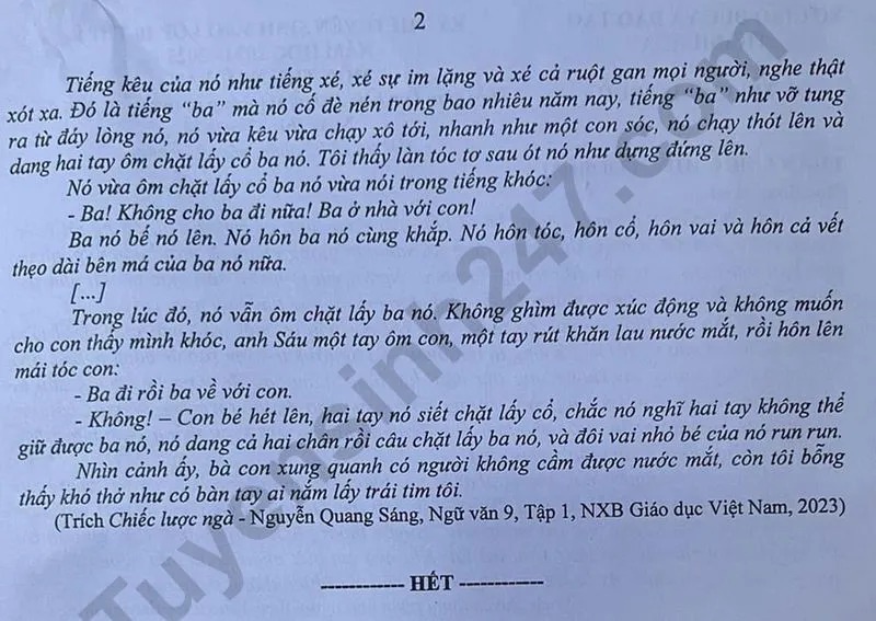 Đề thi môn Ngữ văn kỳ thi tuyển sinh lớp 10 tỉnh Thanh Hóa năm 2024Nguồn: Báo Giao Thông