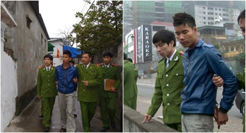 Cơ quan CSĐT dẫn giải tên Trung tới địa điểm gây án. (Ảnh: Công an)
