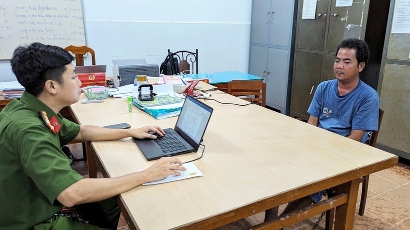 La Văn Thuận tại cơ quan công an. Ảnh: Báo Giao Thông