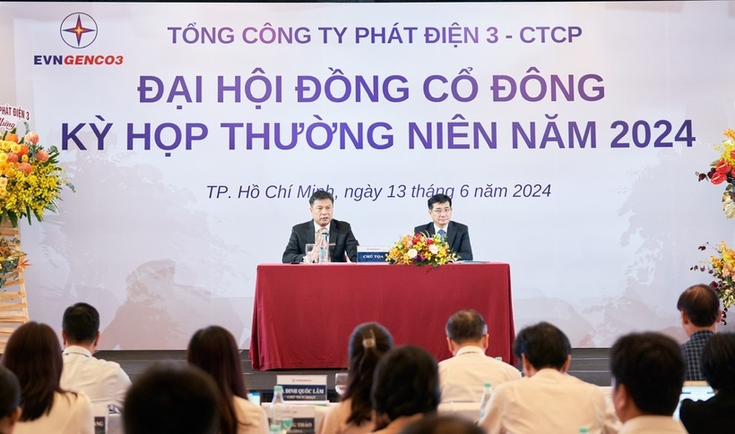 Ông Đinh Quốc Lâm – Chủ tịch HĐQT và Ông Lê Văn Danh - Thành viên HĐQT, Tổng Giám đốc EVNGENCO3 chủ trì kỳ họp.