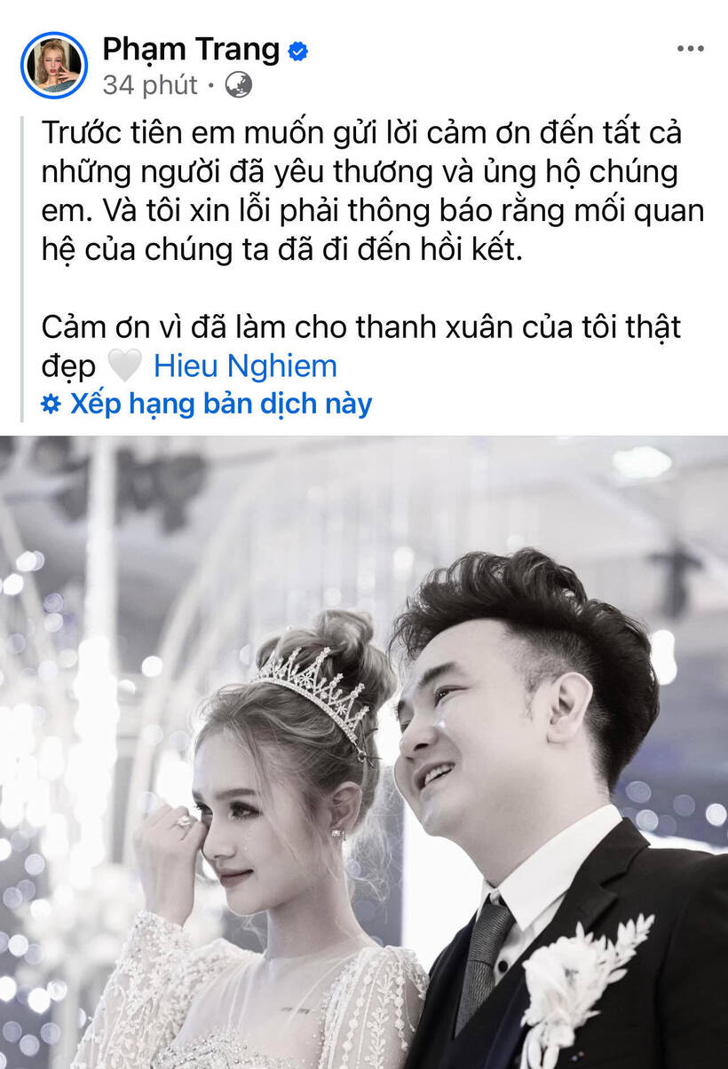 Xoài Non chính thức thông báo đã "đường ai nấy đi" với Xemesis. Ảnh chụp màn hình
