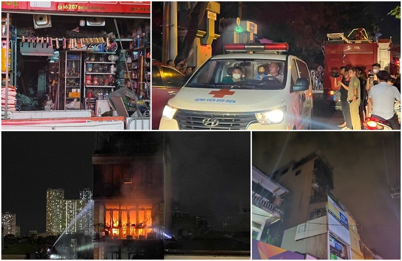 Hiện trường vụ cháy nhà ở Định Công Hạ khiến 4 người chết. Ảnh: Báo Giao thông