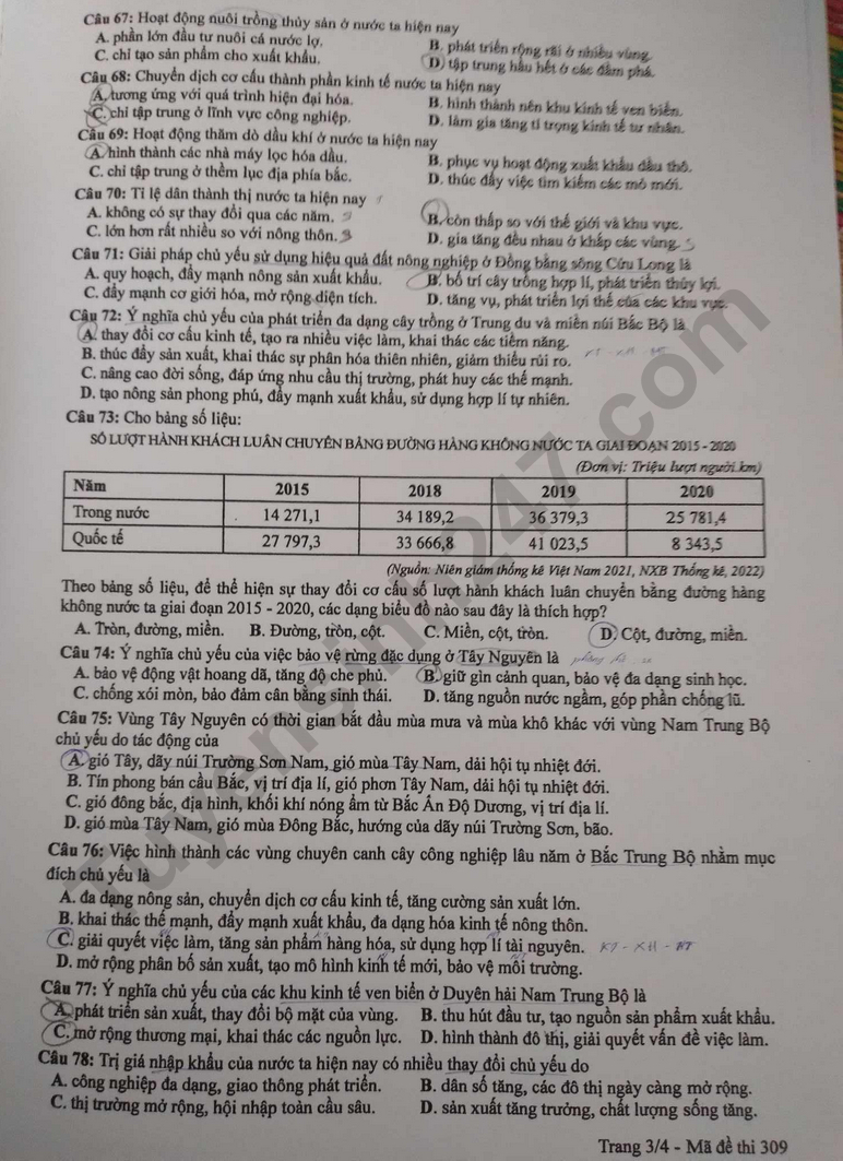 Đáp án đề thi môn KHXH - Lịch sử Địa lý GDCD mã đề 316 317 318 tốt nghiệp THPT 2024 chính xác nhất - 9