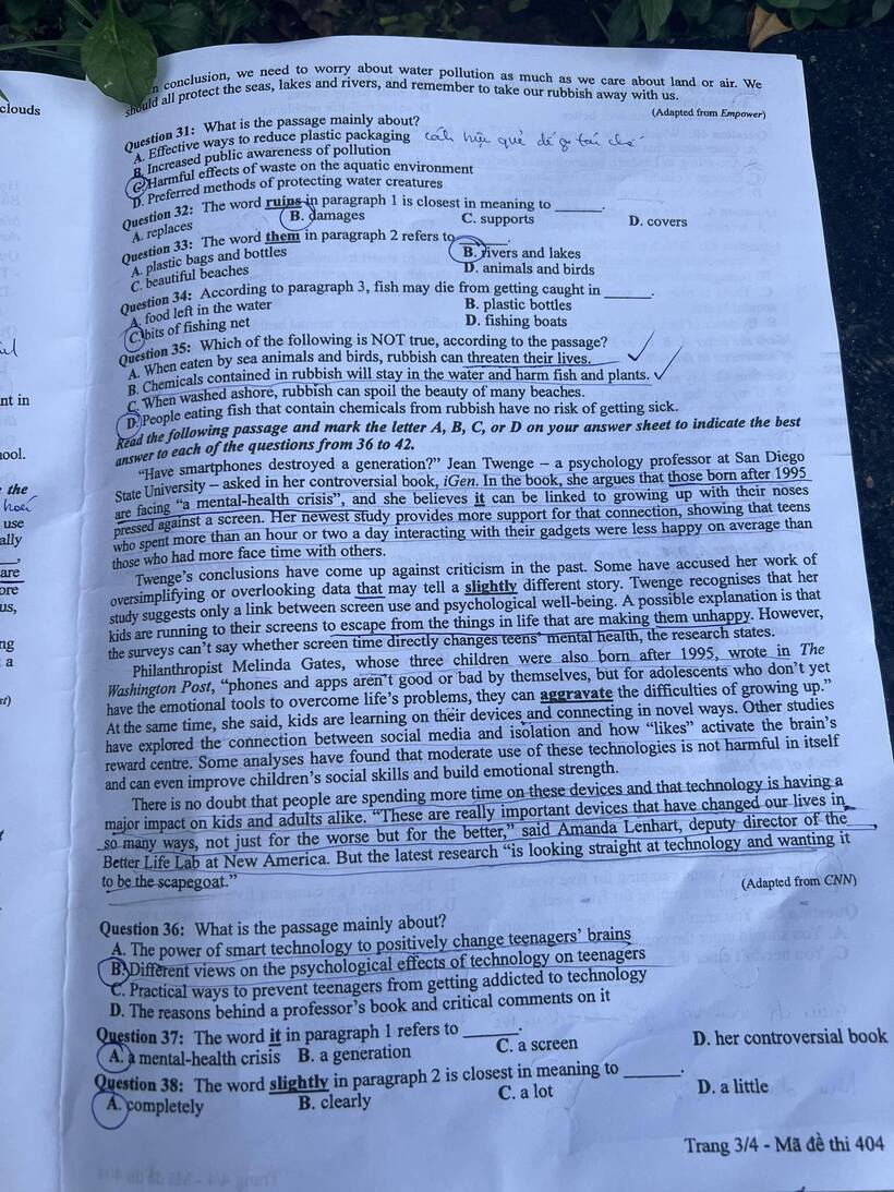 Gợi ý đáp án môn tiếng Anh mã đề 404 tốt nghiệp THPT 2024 chuẩn nhất, chính xác nhất - 5
