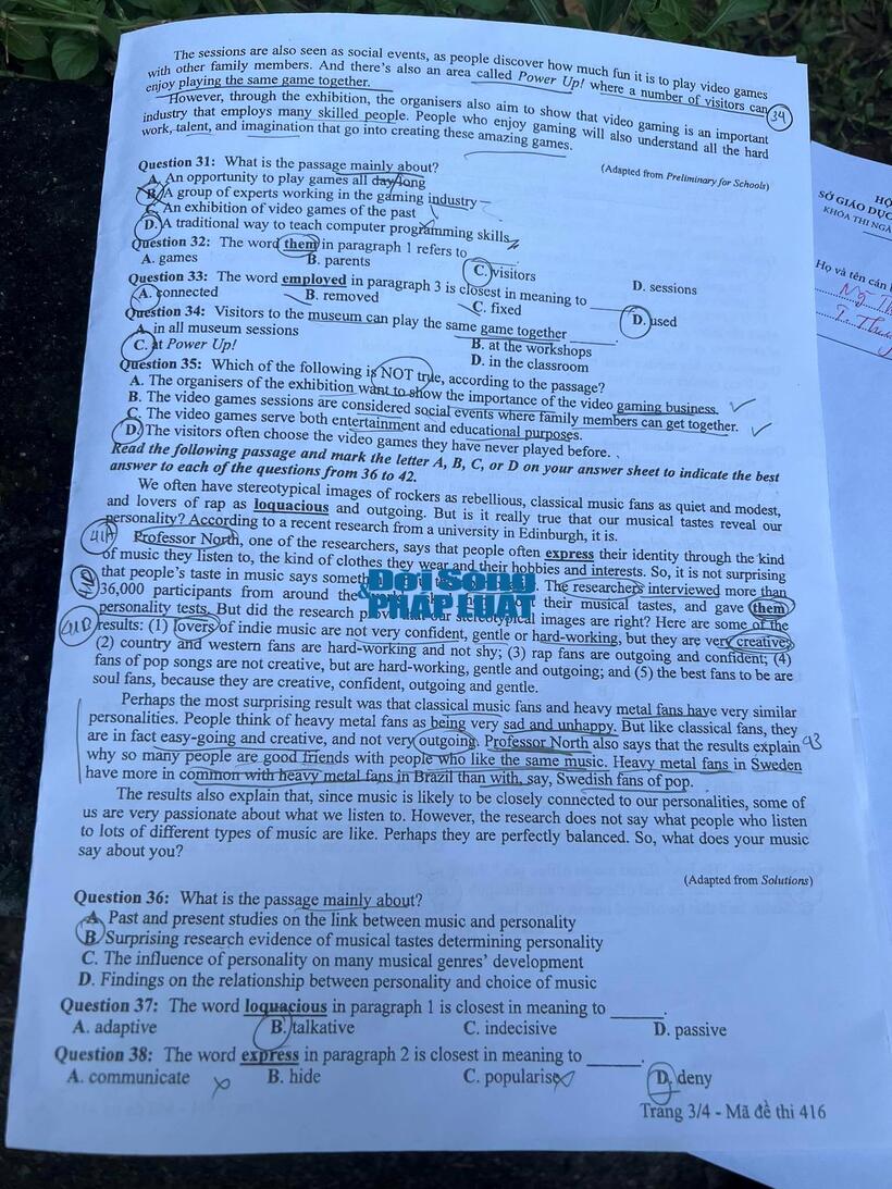 Đáp án đề thi môn Tiếng Anh mã đề 416 tốt nghiệp THPT 2024 mới nhất, chính xác nhất - 4