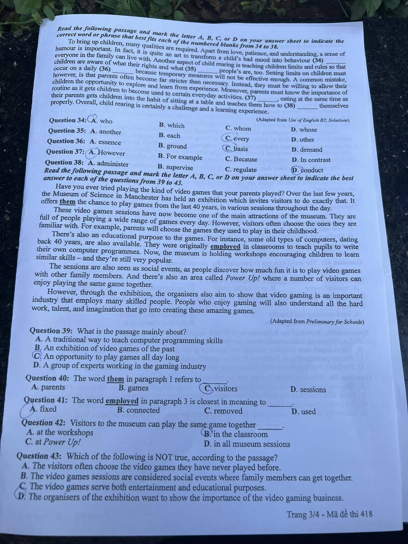 Đáp án đề thi môn Tiếng Anh mã đề 418 tốt nghiệp THPT 2024 mới nhất, chính xác nhất - 4