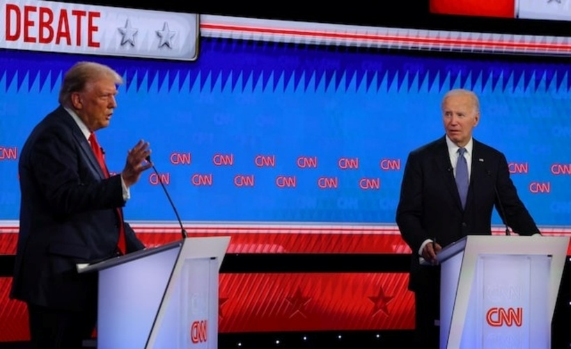 Tổng thống Mỹ Joe Biden và cựu Tổng thống Donald Trump đề cập đến nhiều chủ đề trong phần đầu của cuộc tranh luận. Ảnh: Reuters