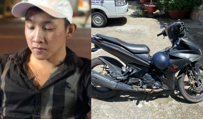 Huỳnh Tấn Bảo và phương tiện gây án. Ảnh: Lao Động