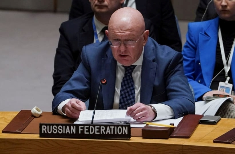 Đại diện thường trực của Nga tại Liên Hợp Quốc Vasily Nebenzya. Ảnh: Reuters