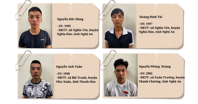 4 đối tượng tại cơ quan công an. (Ảnh: Công an tỉnh Bắc Ninh)