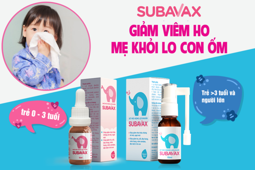 Dung dịch nhỏ xịt mũi họng Subavax giúp bổ sung lợi khuẩn hô hấp cho trẻ